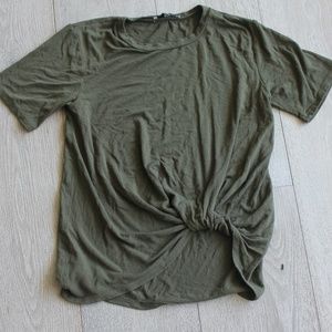 June & Hudson Green Front Tie Shirt